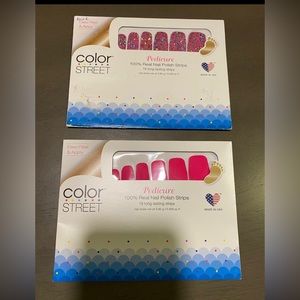 Color Street Valentines pedicure Dansk all night and Seoul sister retired sets